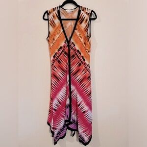 Peter Nygard Women’s Midi Dress Size 10 Pink Abstract Asymmetrical Lagenlook